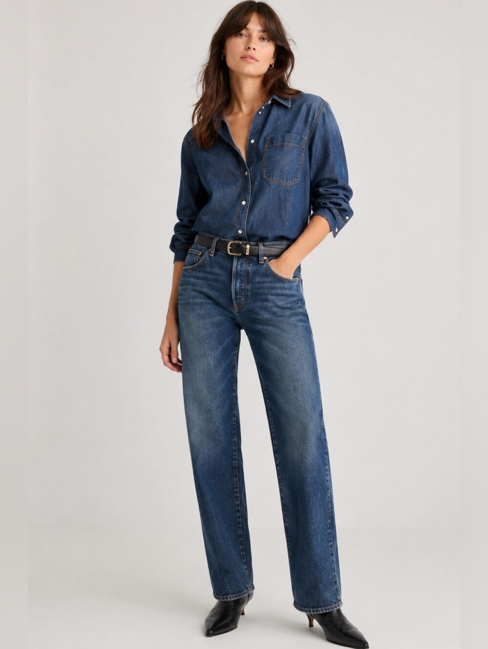 MADEWELL The Dean Easy Straight Jean Greendale Wash Rigid Distressed 25
